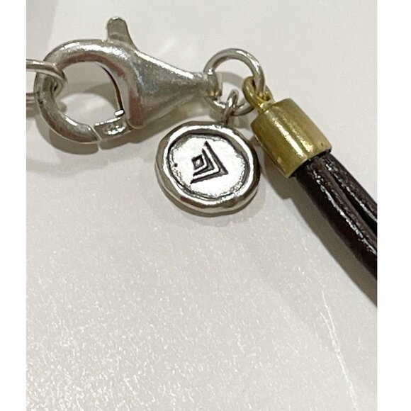 Silpada Retired 925 Sterling Silver Brass Leather Treasure Trinket Necklace - Picture 3 of 4